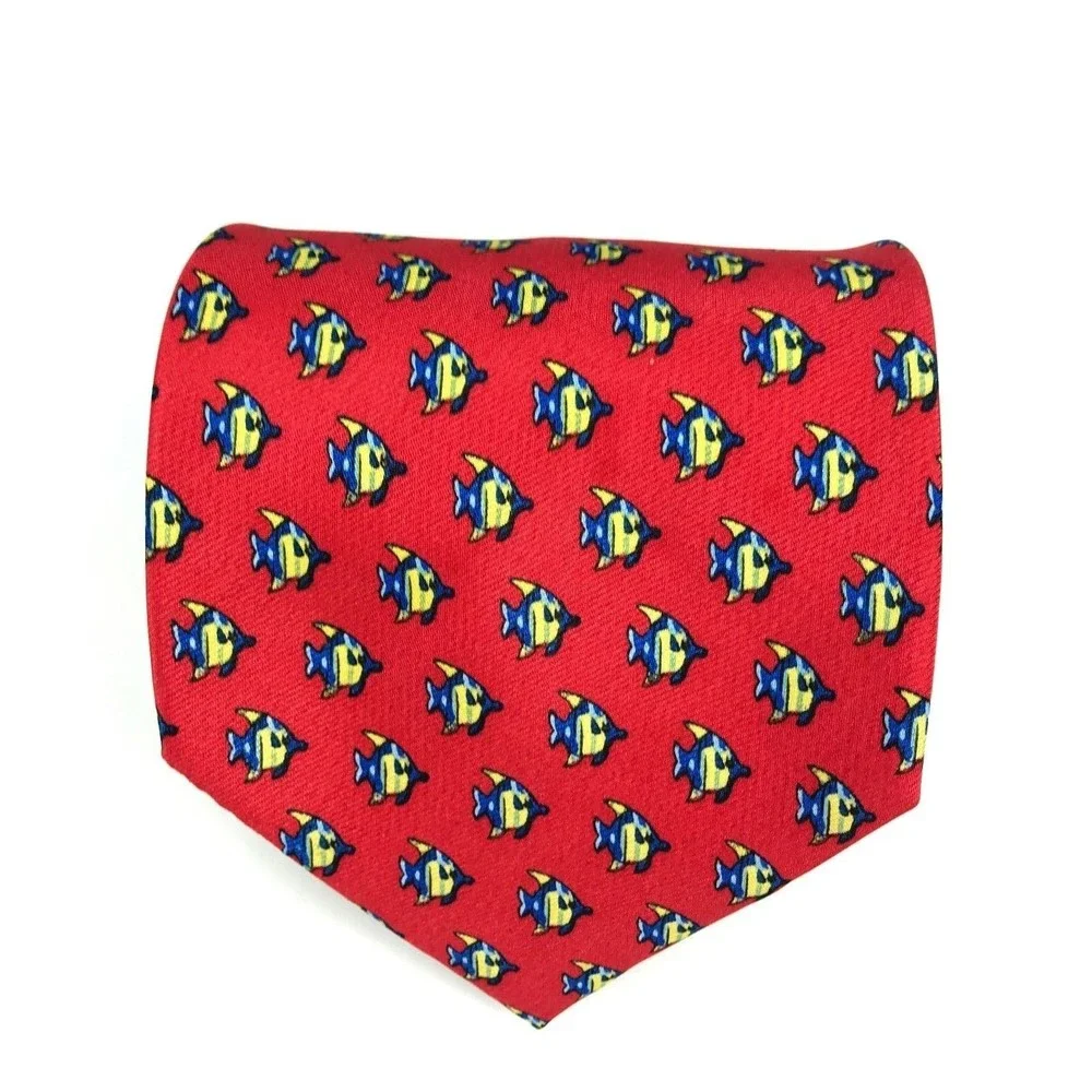 Utopia Men's Tie Handmade Red Yellow Fish Ocean Sea Life Animal Necktie 57
